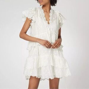 Zimmermann Mae Dot Ruffle White Tiered Mini Dress